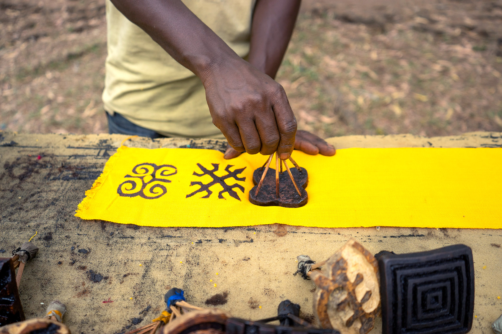 Adinkra Ink Printing in Ghana